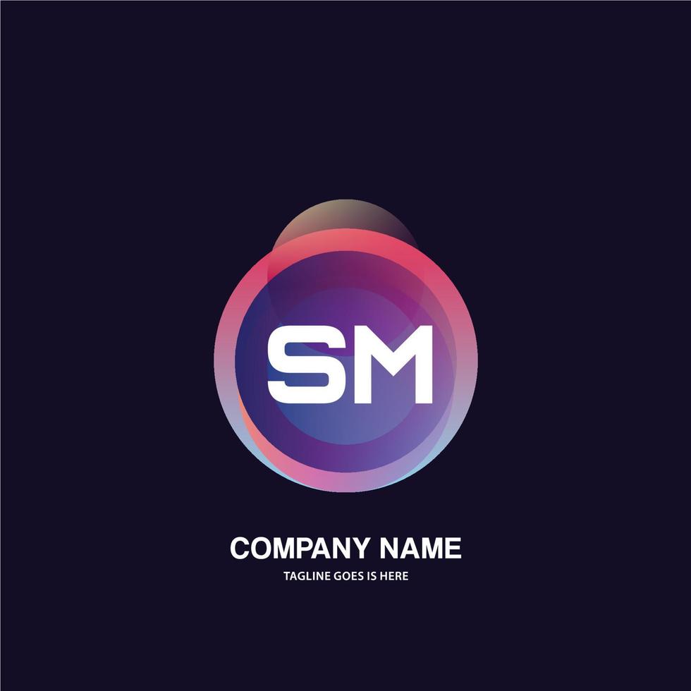 sm inicial logotipo com colorida círculo modelo vetor