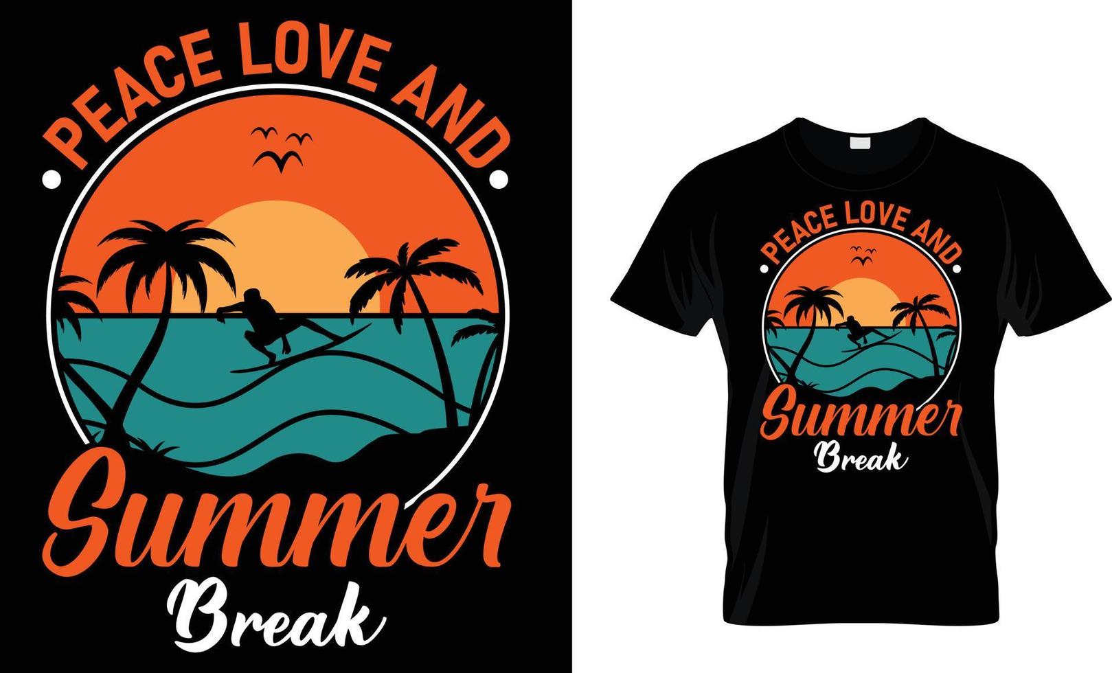 verão, férias, tipografia, surfar camiseta Projeto vetor