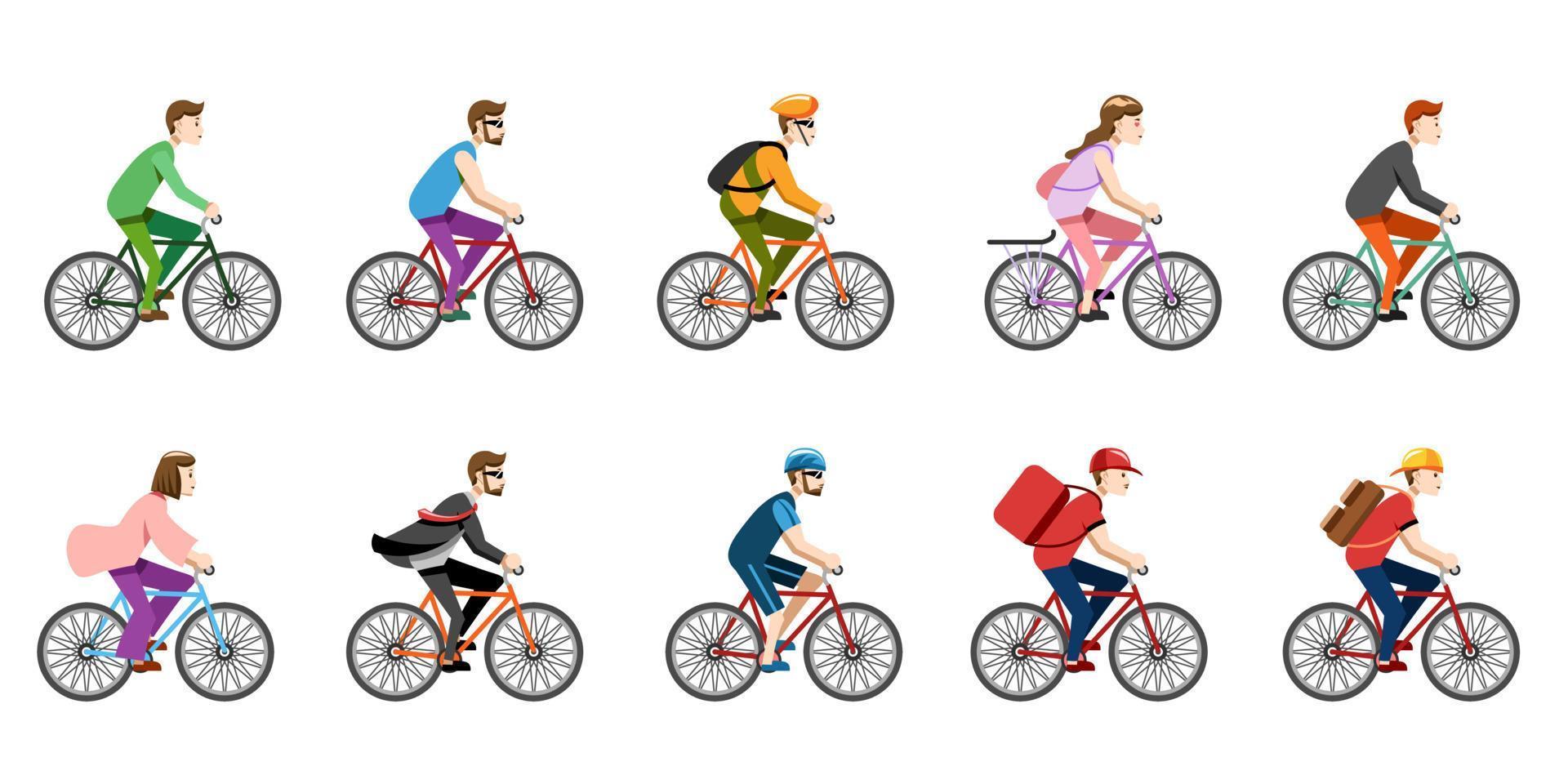 bicicleta equitação vetor conjunto coleção gráfico clipart Projeto