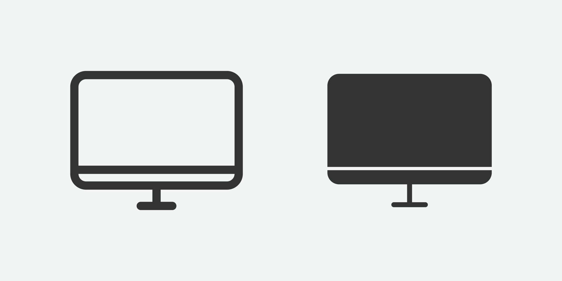 ícone de contorno de computador para site e aplicativo móvel em fundo cinza vetor