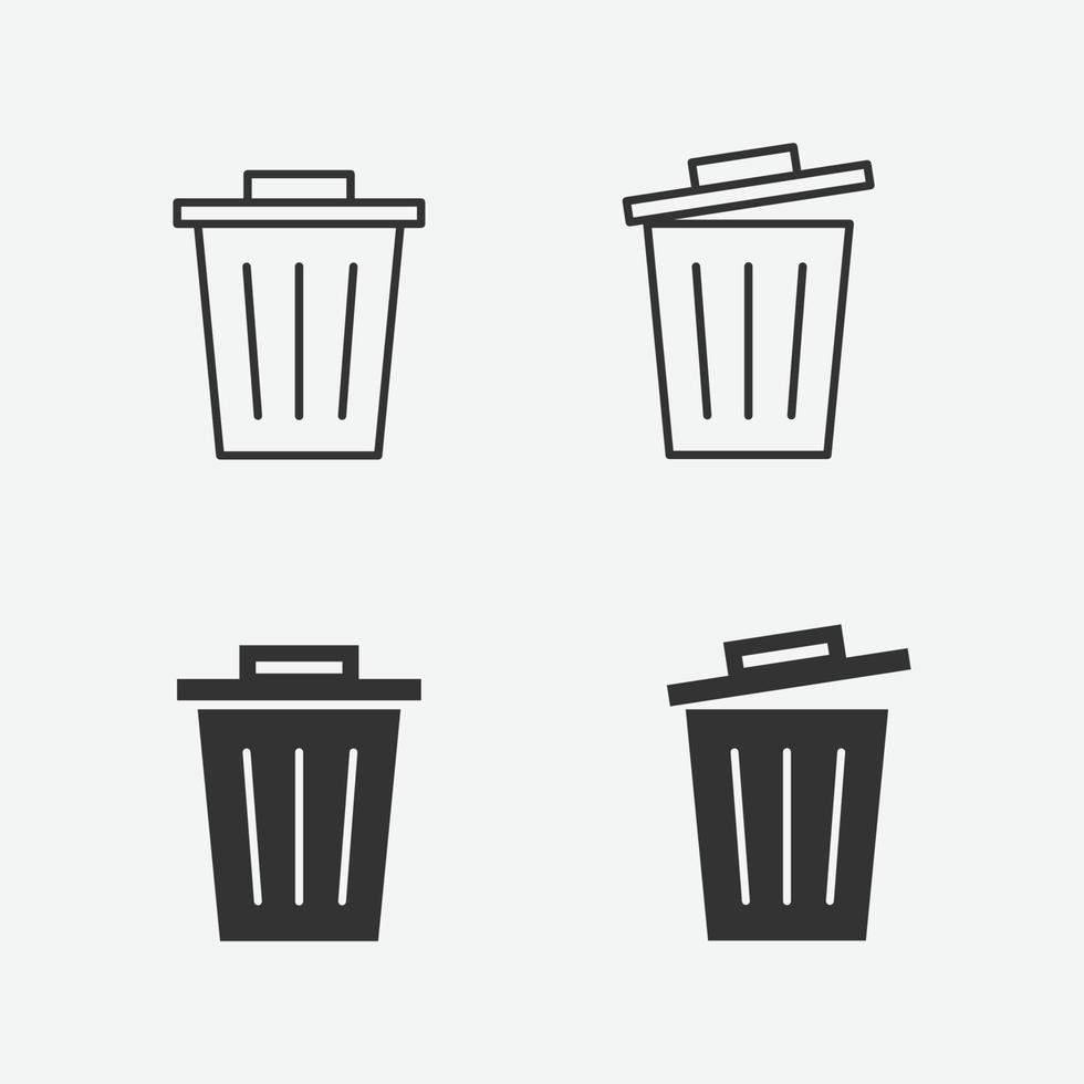 ícone de lixeira, símbolo de lixo, vetor de lixo