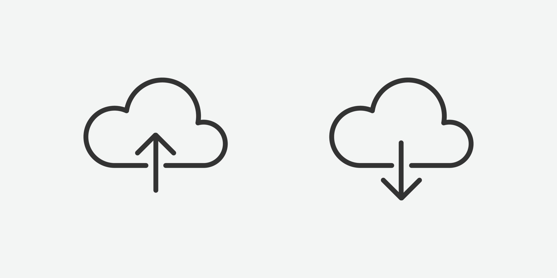 upload e download de ícone isolado de vetor de nuvem