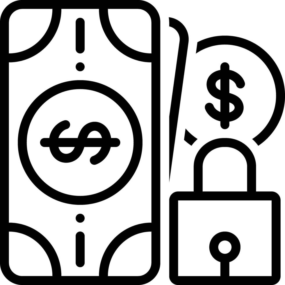 ícone de linha para dinheiro seguro vetor