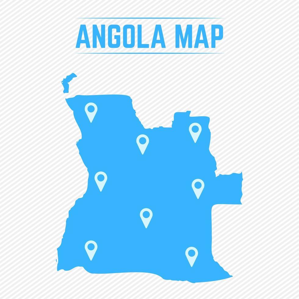 mapa simples de angola com ícones de mapa vetor