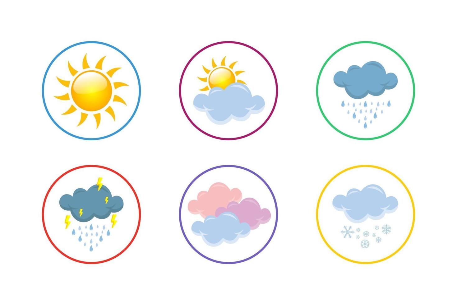 conjunto de ícones coloridos de meteorologia vetor