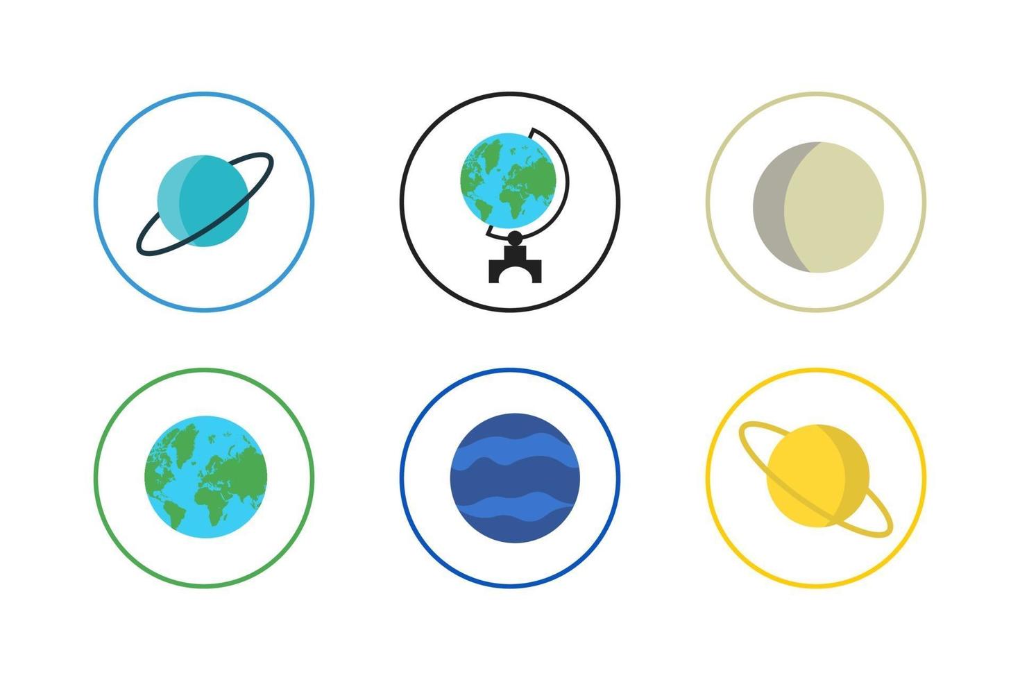conjunto de ícones de planeta colorido vetor
