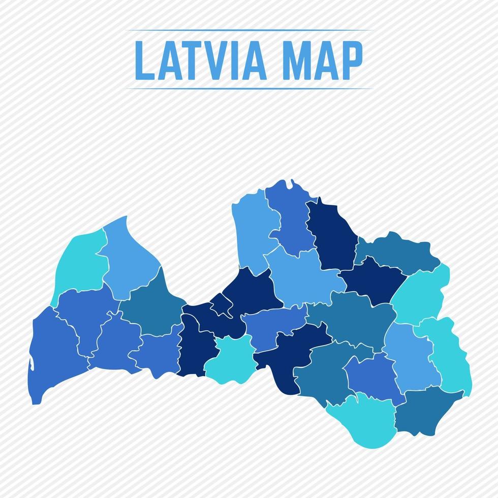 mapa detalhado da letónia com estados vetor