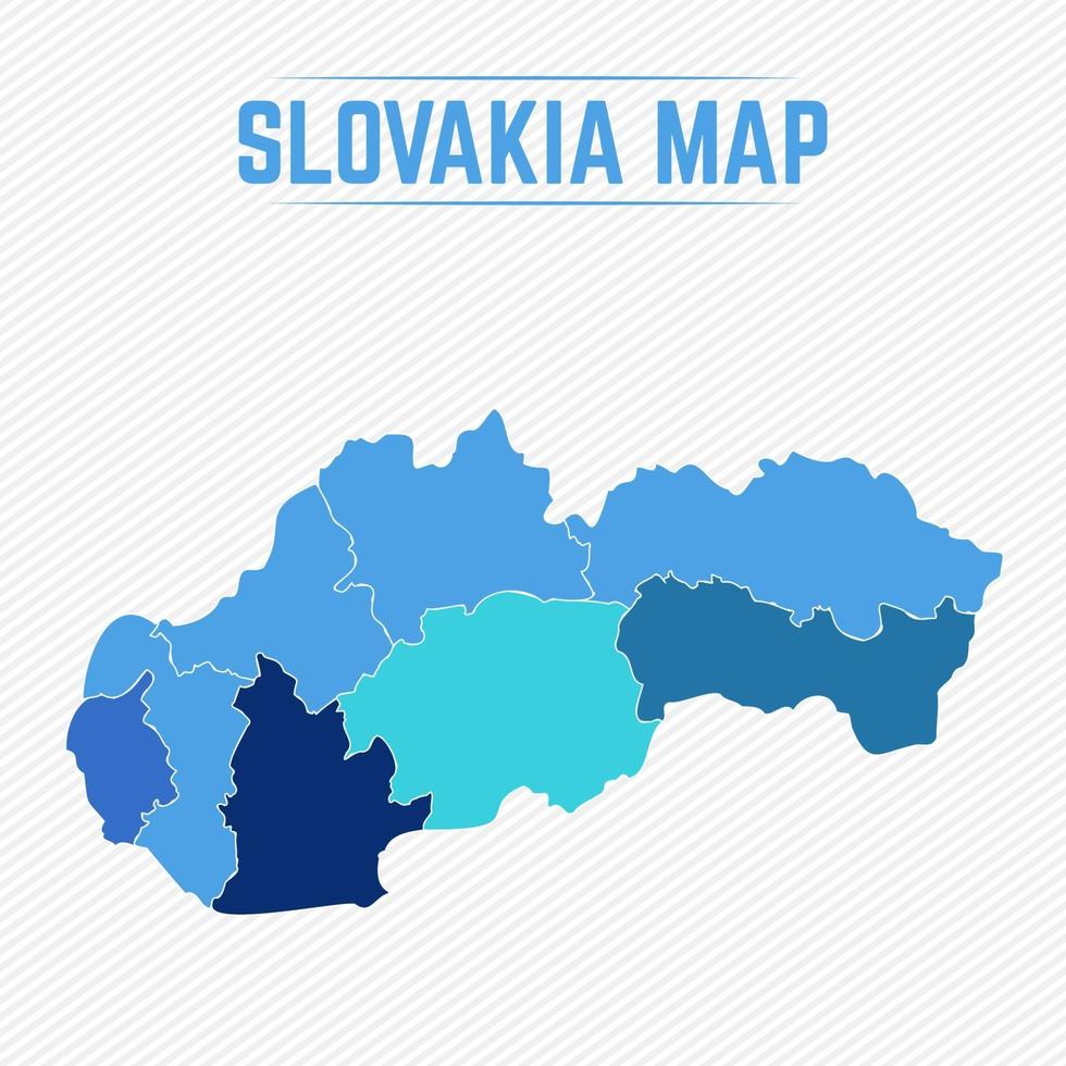 mapa detalhado da eslováquia com estados vetor