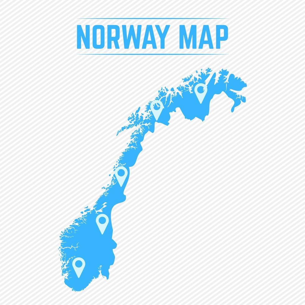 mapa simples da noruega com ícones do mapa vetor