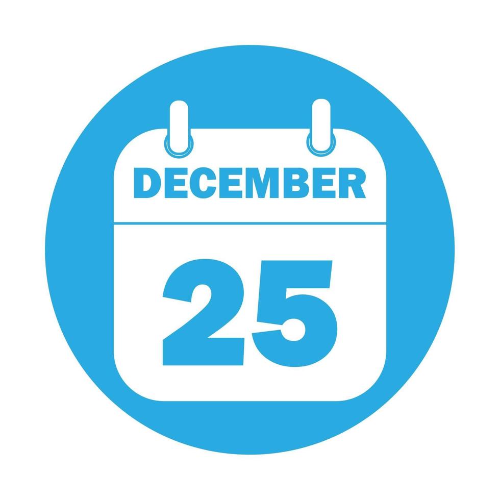 ilustração simples do ícone do calendário 25 de dezembro para o feriado de Natal vetor