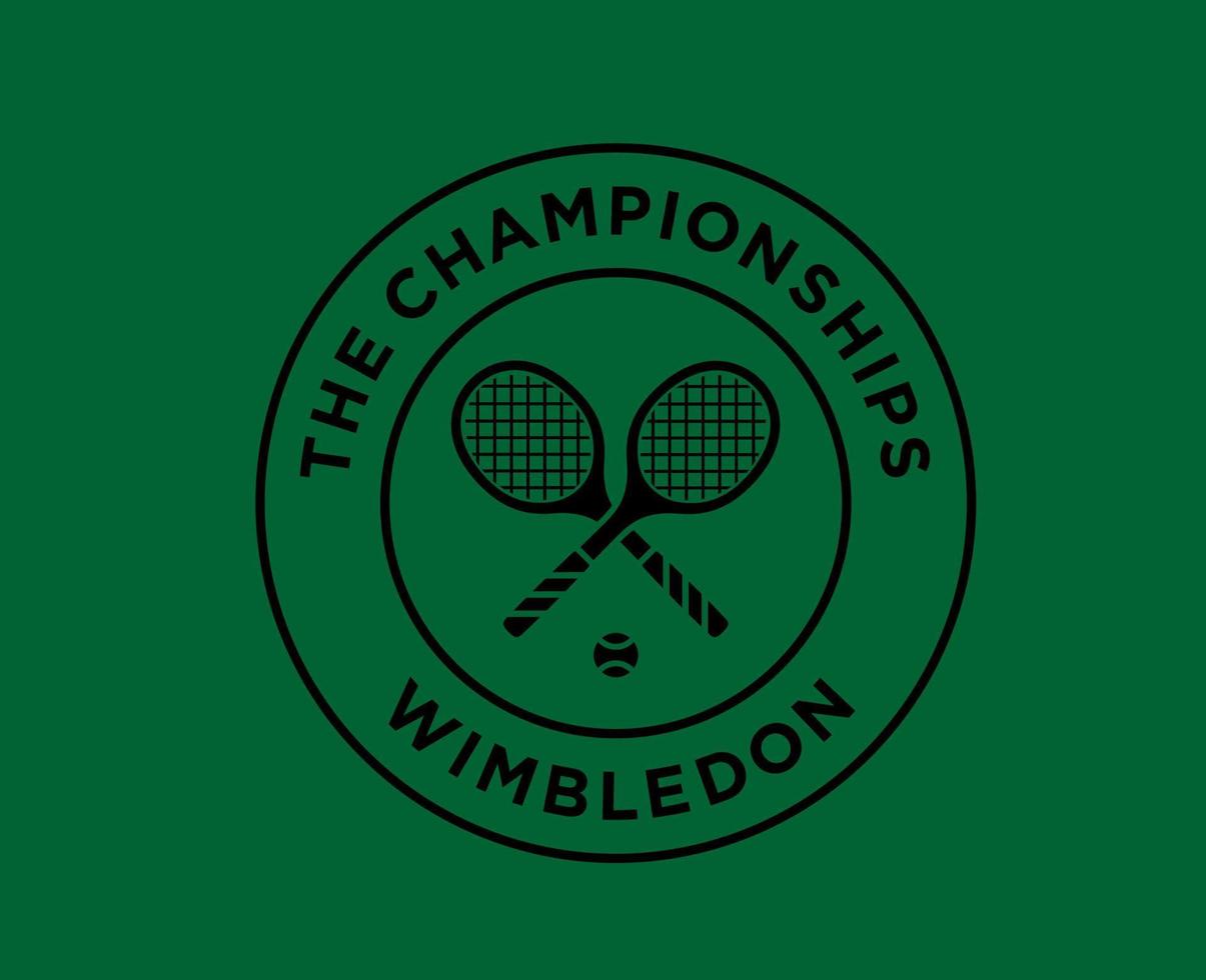 Wimbledon a campeonatos símbolo Preto logotipo torneio aberto tênis Projeto vetor abstrato ilustração com verde fundo