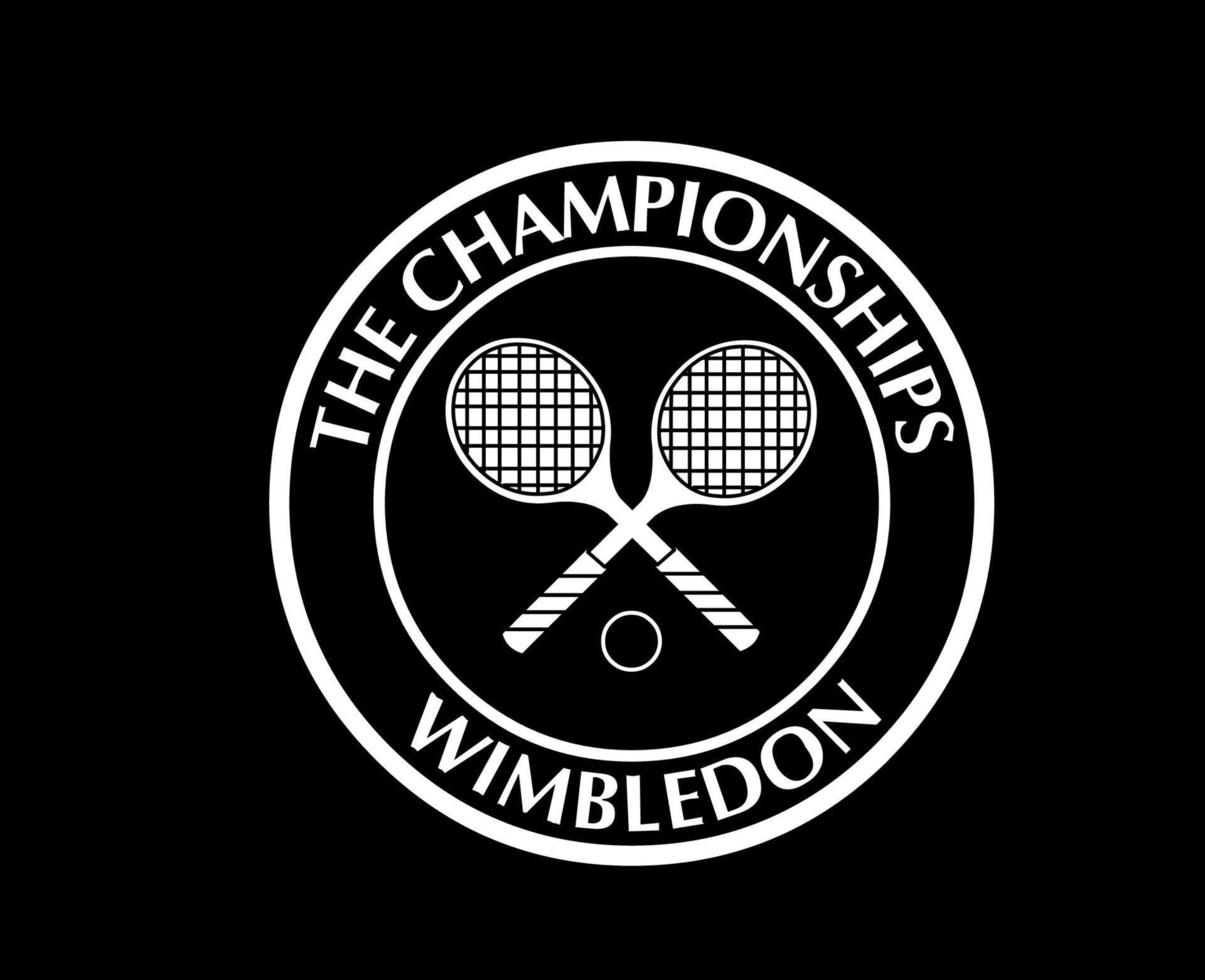 Wimbledon a campeonatos logotipo branco símbolo torneio aberto tênis Projeto vetor abstrato ilustração com Preto fundo