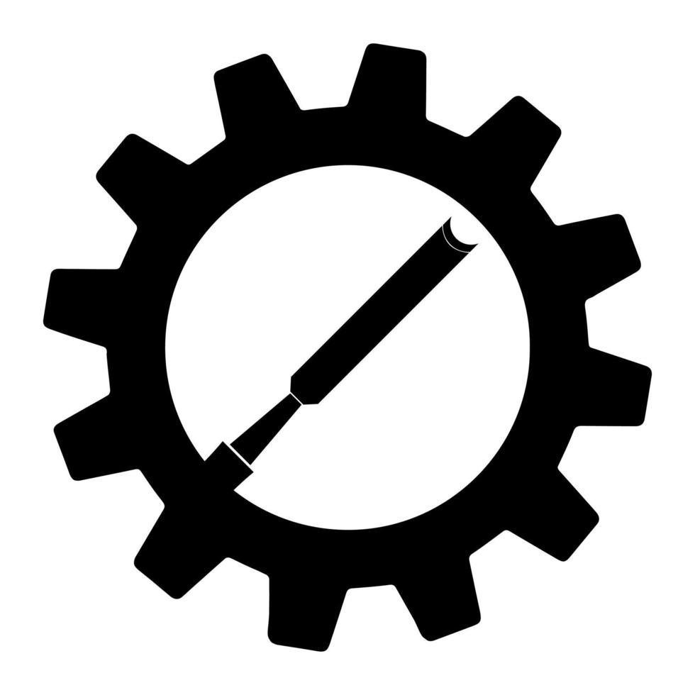 ilustração simples do ícone de cinzel em engrenagem para aplicativo ou web vetor