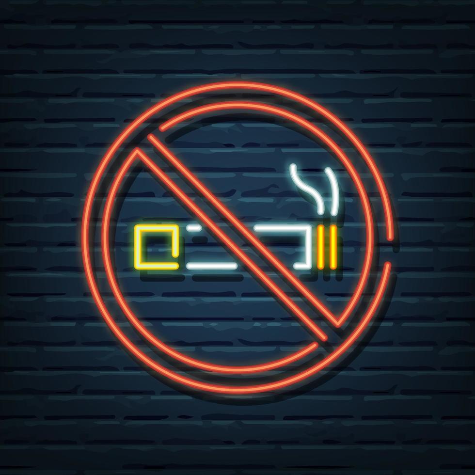 letreiro de néon proibido fumar vetor
