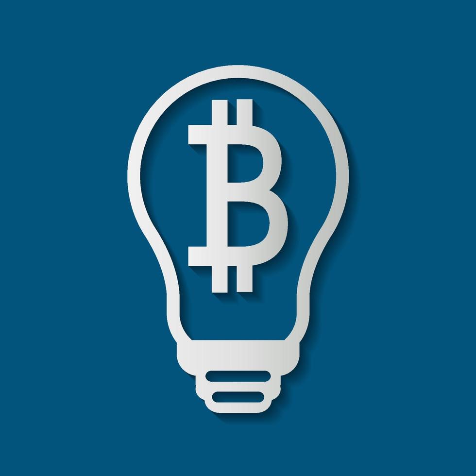 símbolo ícone de lâmpada bitcoin na ilustração de background.vector branco. vetor