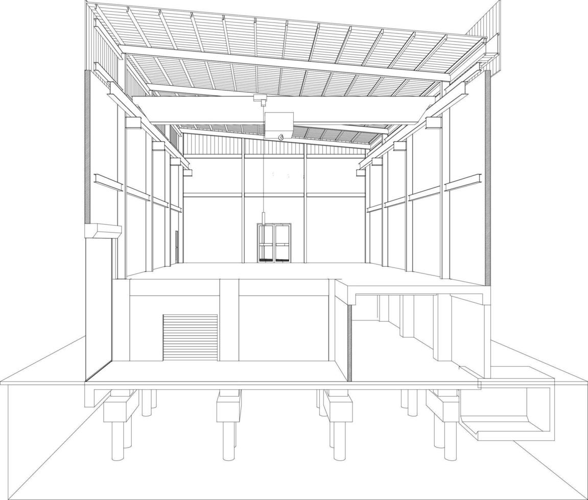 ilustração 3D do projeto de construção vetor