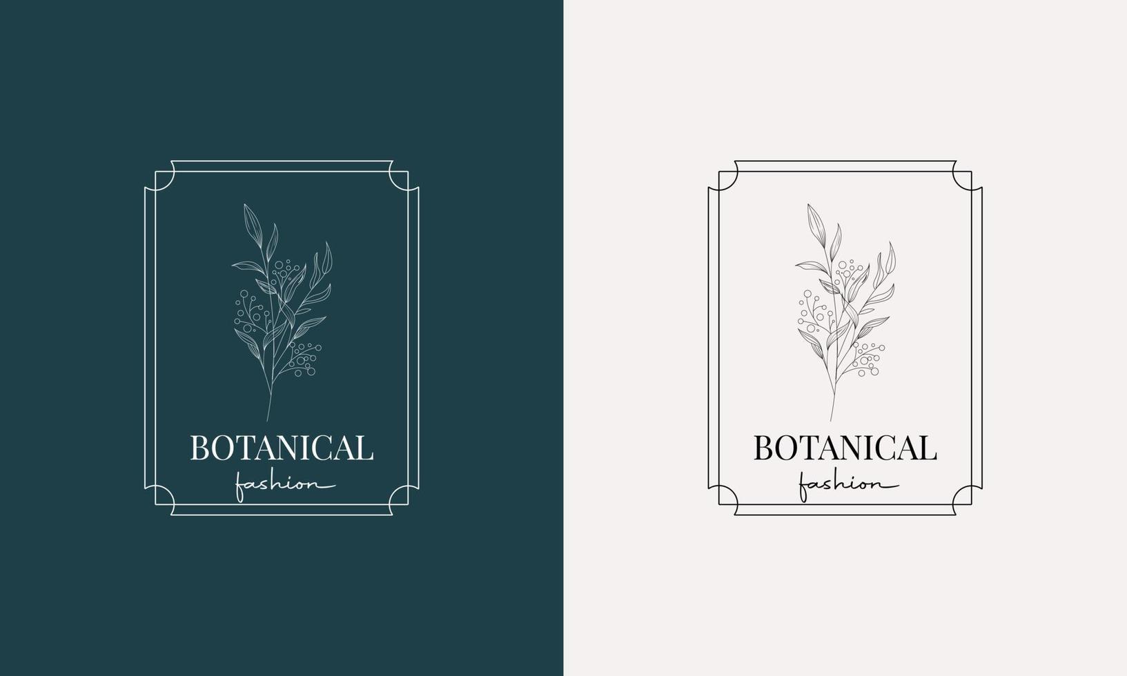 mínimo feminino botânico floral ramo e logotipo. desenhado à mão Casamento erva, casa plantar com elegante folhas. botânico rústico na moda vegetação vetor