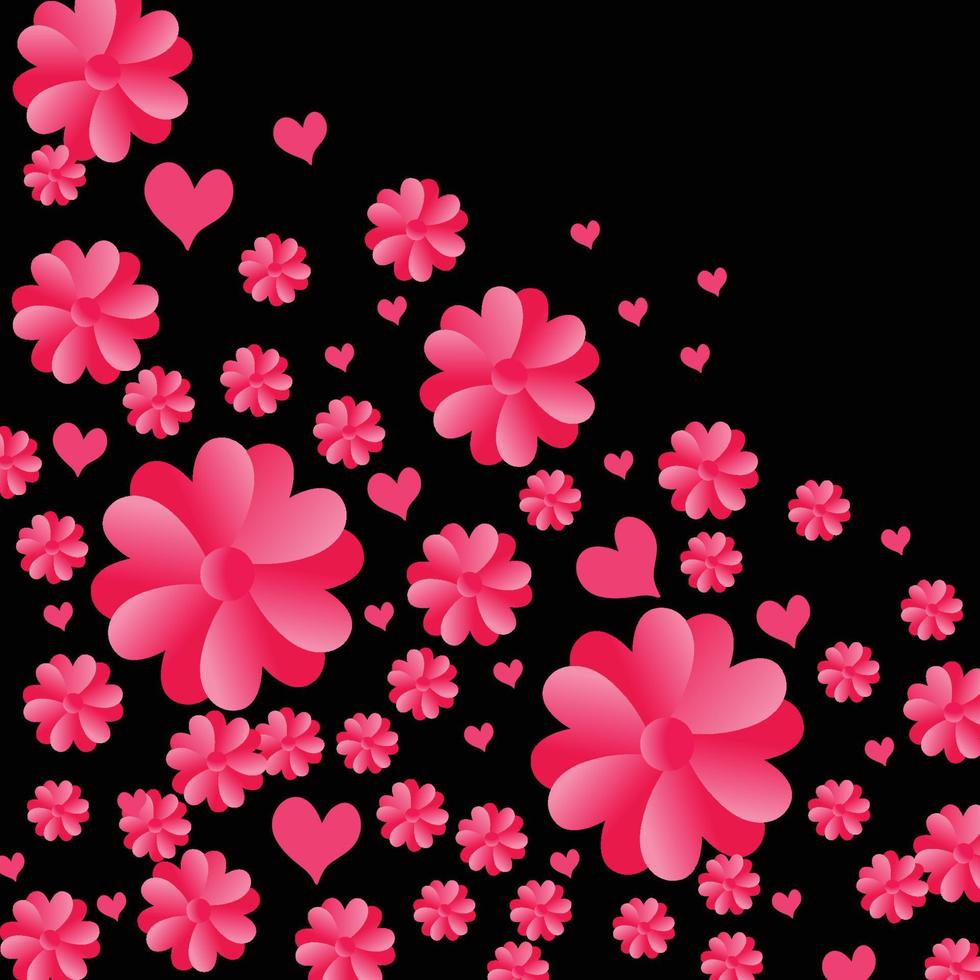 Rosa coração forma floral fundo vetor ilustração