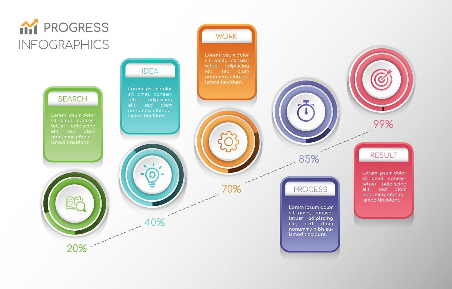 progresso infográfico modelo vetor