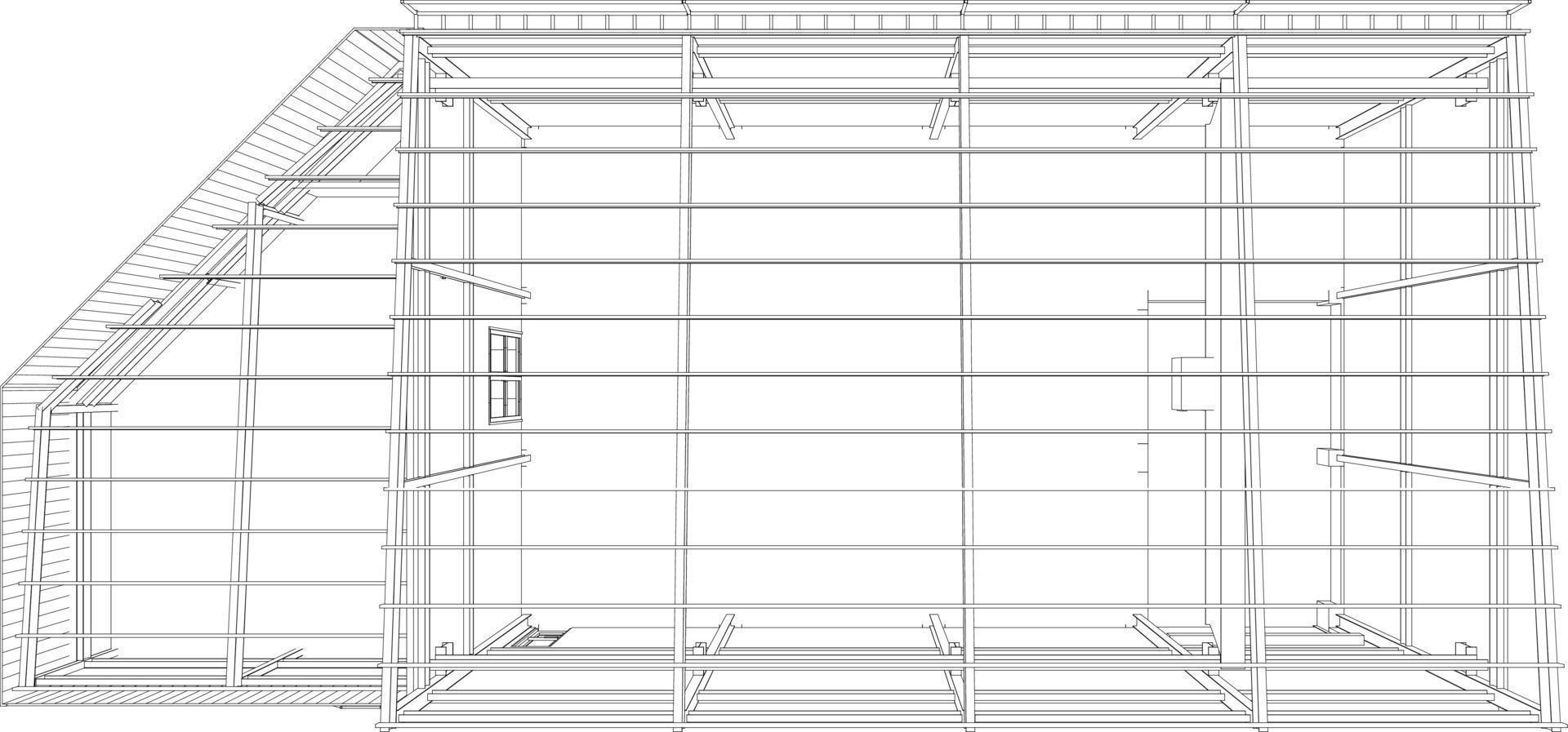 ilustração 3D do projeto de construção vetor