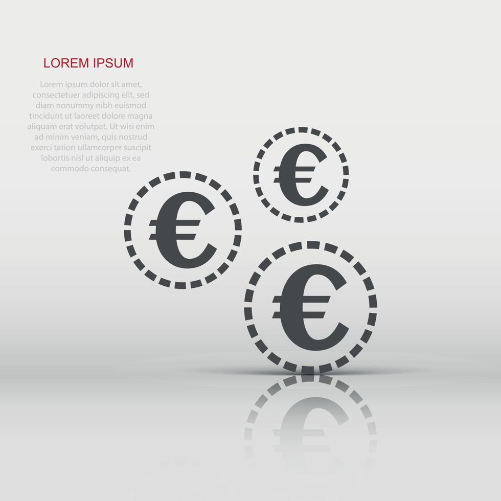 vetor euro moedas ícone dentro plano estilo. dinheiro moeda placa ilustração pictograma. euro dinheiro o negócio conceito.