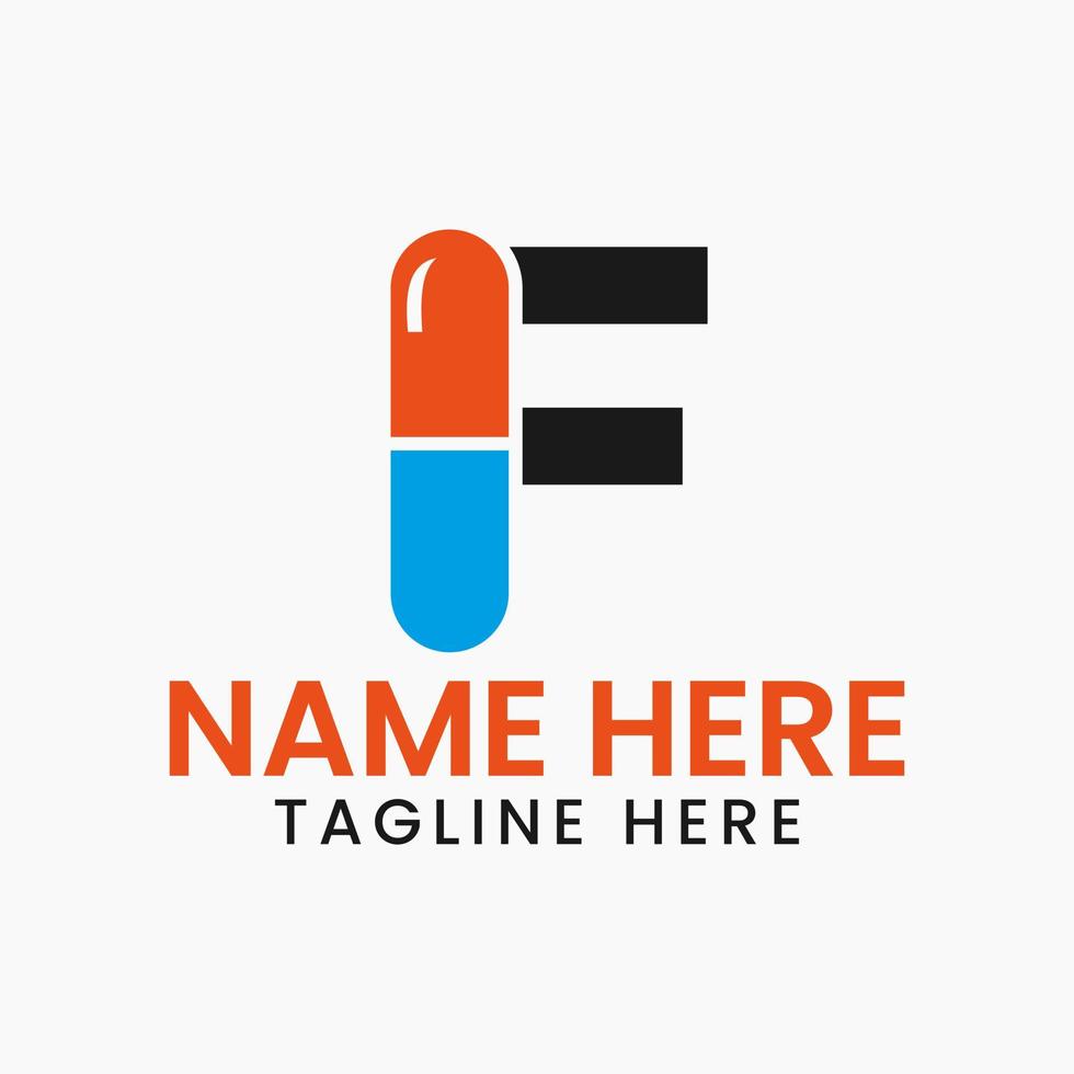 carta f remédio logotipo Projeto conceito com pilha símbolo vetor