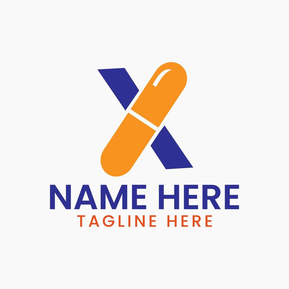 carta x remédio logotipo Projeto conceito com pilha símbolo vetor