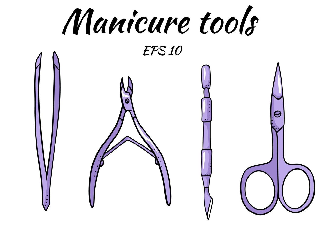 um conjunto de ferramentas de manicure vetor