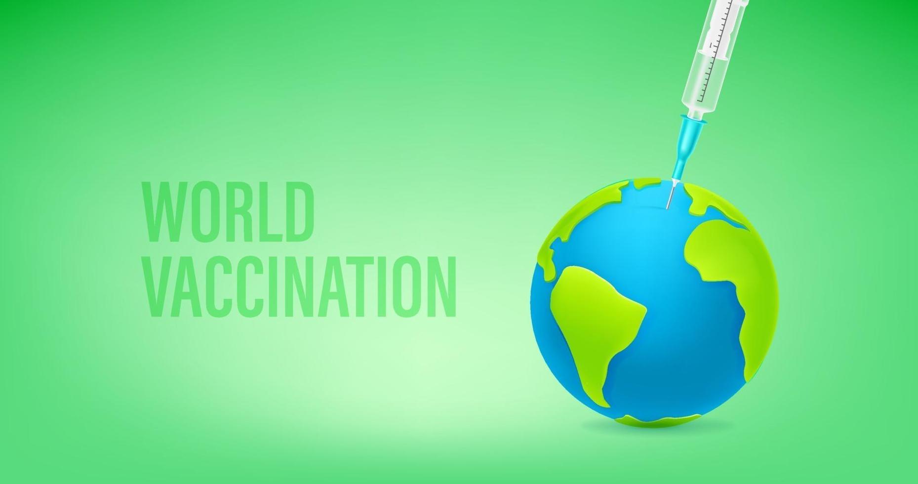 conceito mundial de vacinação. banner com seringa e globo. injeção de vacina vetor