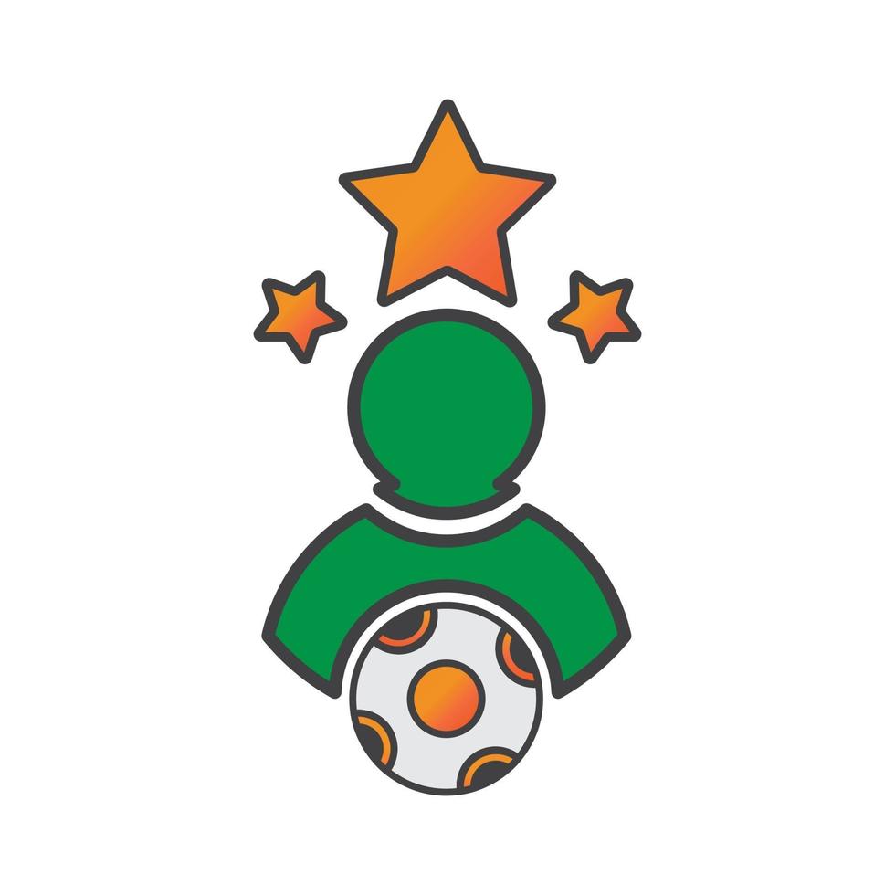 projeto de ilustração de ilustração de estrela de jogador de futebol. ícone de estrela de jogador de futebol isolado no fundo branco. vetor de uso pronto.