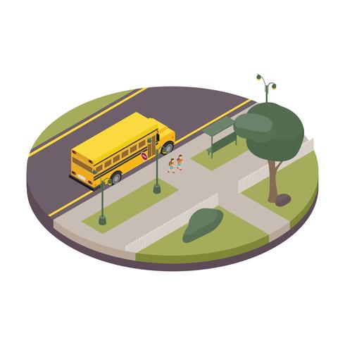 Ônibus escolar isométrico vetor