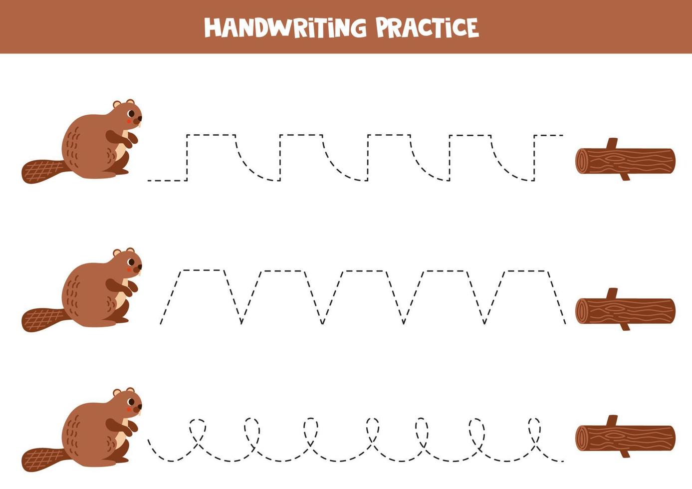 rastreamento linhas para crianças. desenho animado fofa Castor e de madeira registro. vetor