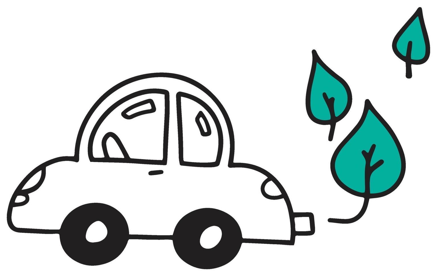 O doodle do carro. energia verde vetor