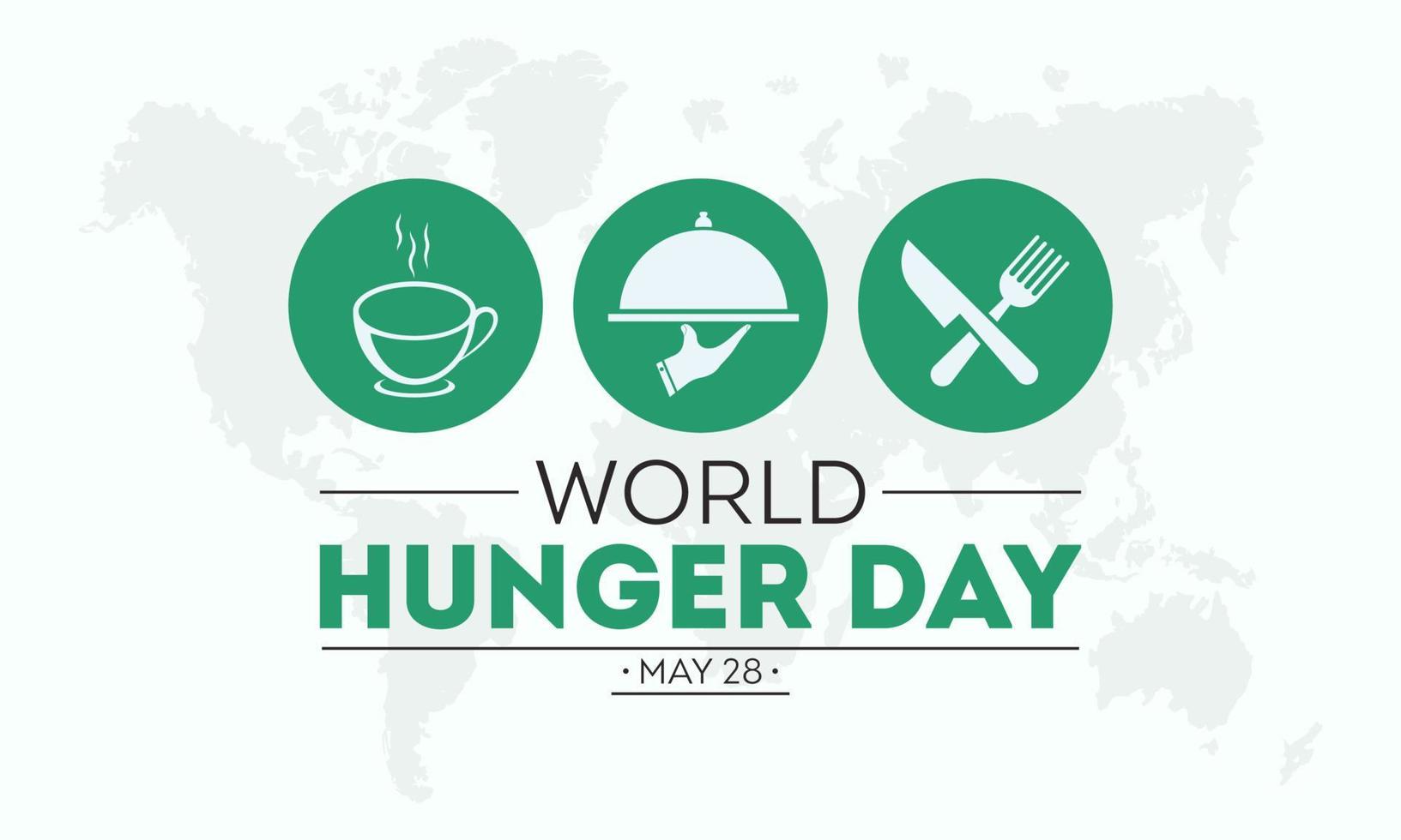 mundo fome dia é observado cada ano em 28º poderia. vetor ilustração em a tema do mundo fome dia Comida prevenção e consciência vetor conceito.