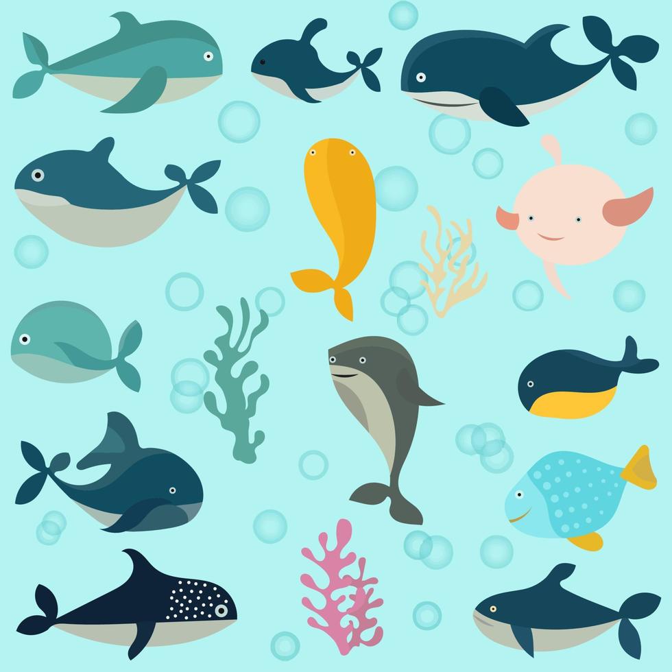 oceano animais selvagens mar criaturas definir. vetor