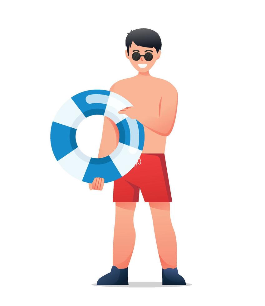 personagens homem dentro roupa de banho horário de verão feriados vetor ilustração