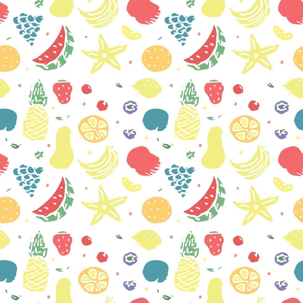 padrão de frutas sem costura. fundo de doodle com ícones de frutas. fundo de frutas vetor