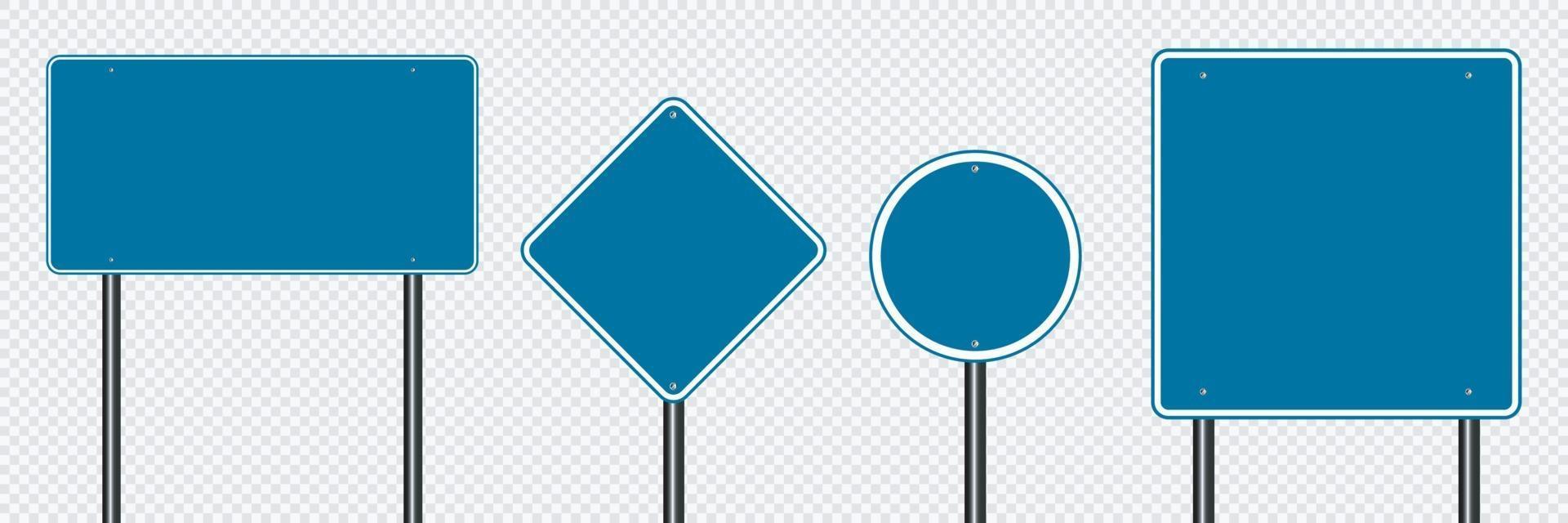 conjunto de símbolos sinal de estrada azul em fundo transparente vetor