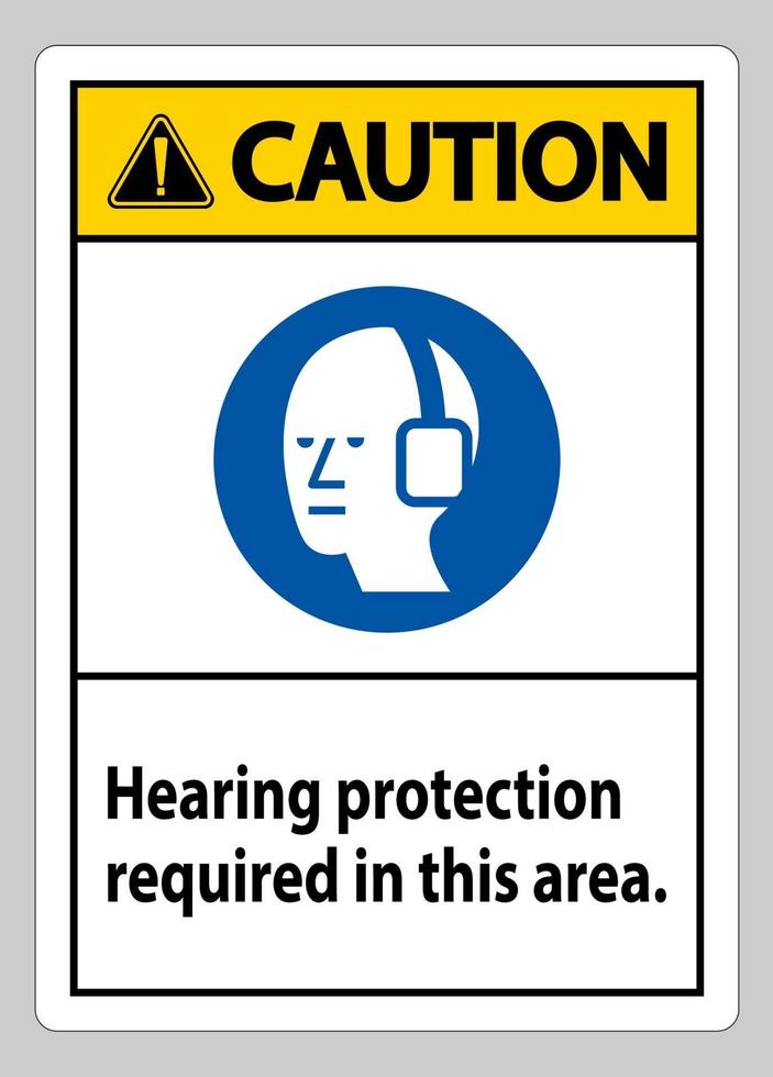 cuidado sinal ppe proteção auditiva necessária nesta área com o símbolo vetor