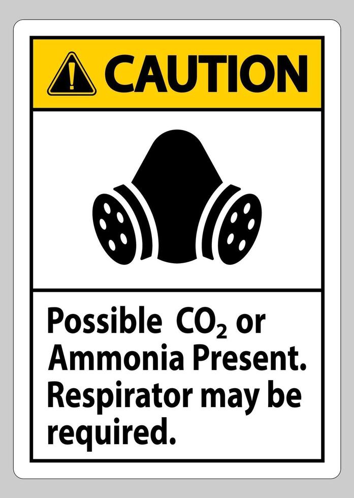 cuidado, sinal de ppe possível co2 ou amônia presente, respirador pode ser necessário vetor