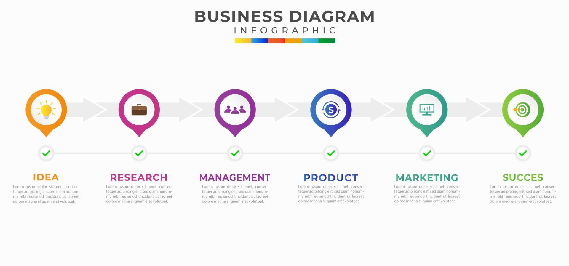 6 passos moderno Linha do tempo diagrama calendário com círculo e tópicos, apresentação e o negócio vetor infográfico modelo.