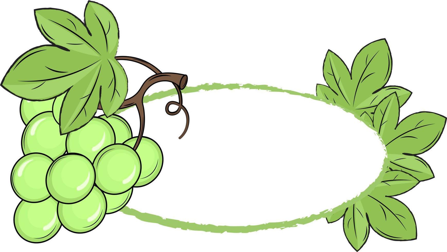 quadro, Armação ilustração com uva e folhas vetor