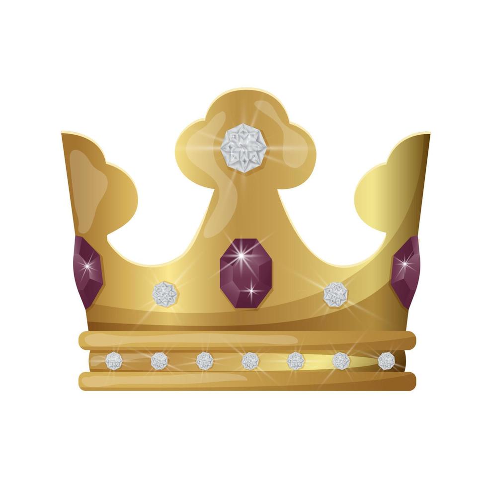coroa com precioso pedras. dourado real joalheria símbolo do rei, rainha e princesa. poder placa. vetor