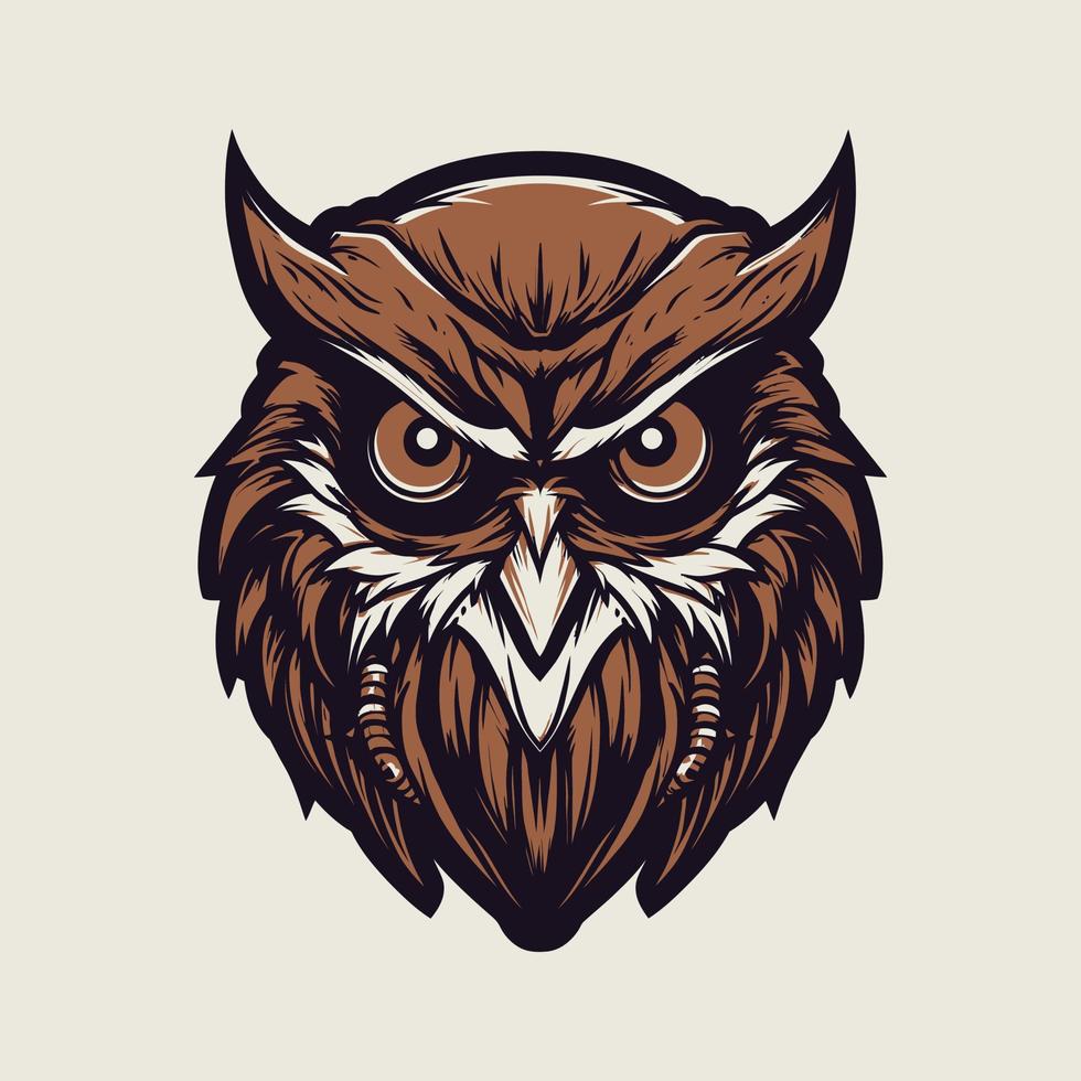 uma logotipo do uma coruja cabeça, projetado dentro esports ilustração estilo vetor