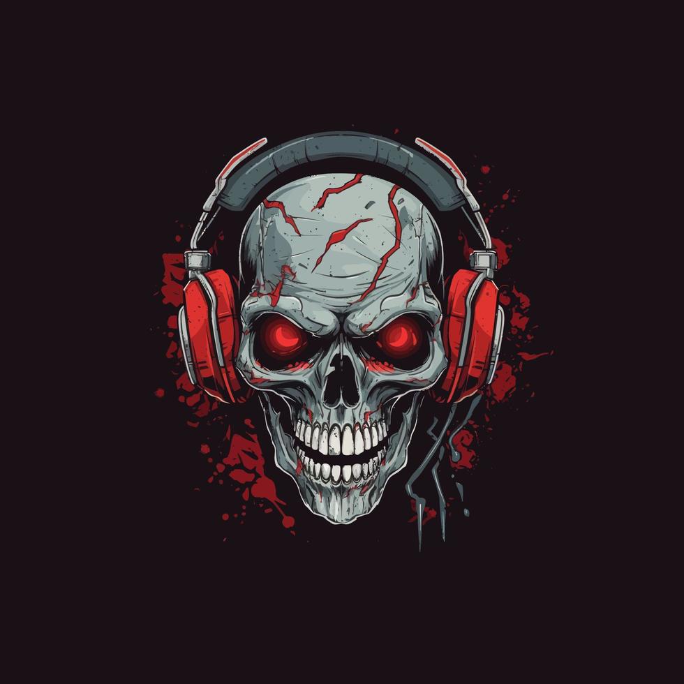 logotipo do a Bravo crânio vestindo fones de ouvido projetado dentro esports ilustração estilo vetor