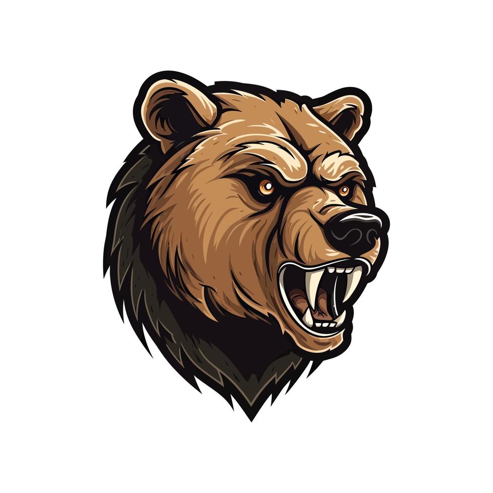 uma logotipo do uma Bravo Urso cabeça, projetado dentro esports ilustração estilo vetor