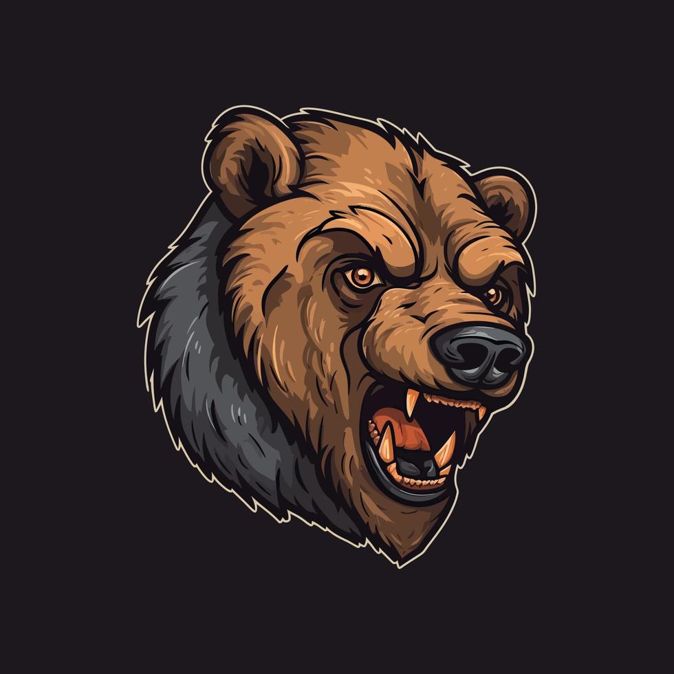 uma logotipo do uma Bravo Urso cabeça, projetado dentro esports ilustração estilo vetor