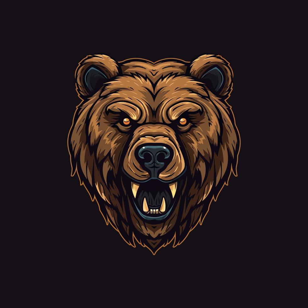 uma logotipo do uma Bravo Urso cabeça, projetado dentro esports ilustração estilo vetor