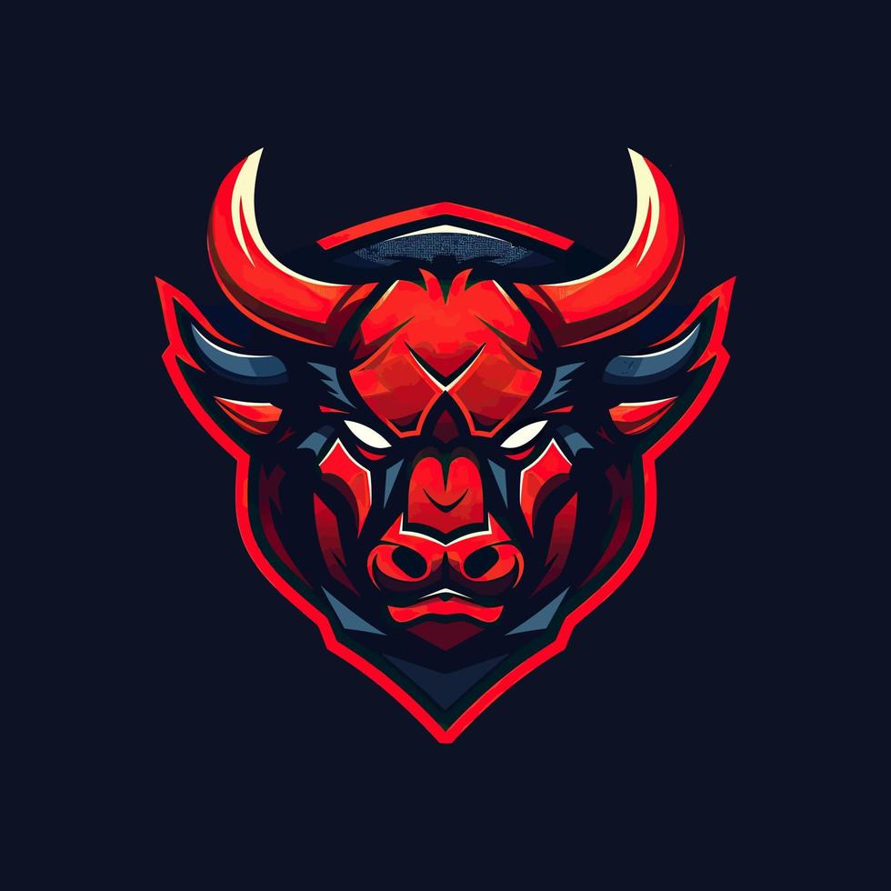 uma logotipo do uma Bravo touro diabo cabeça, projetado dentro esports ilustração estilo vetor