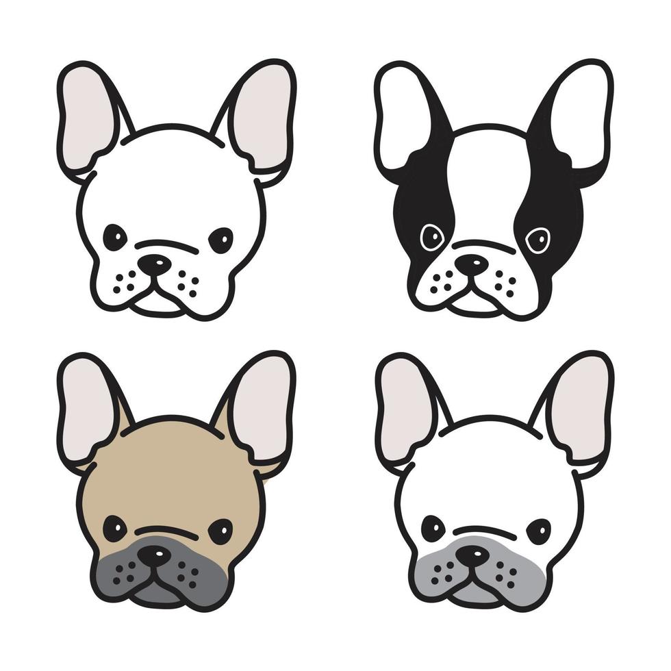 cachorro vetor francês buldogue pug logotipo ícone ilustração personagem desenho animado